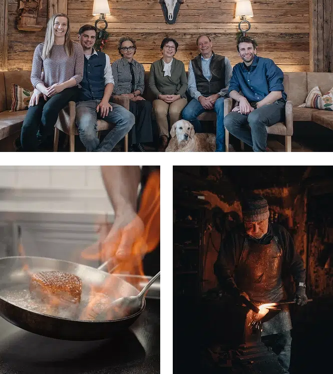 Eine Familie entspannt sich auf einer Couch; darunter inspiriert das Design des Hotelbrandings die Kreativität der Szene.